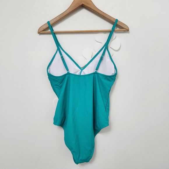 DAVI & DANI Women's Green White Flowers One Piece Bikini Size L - Picture 4 of 10